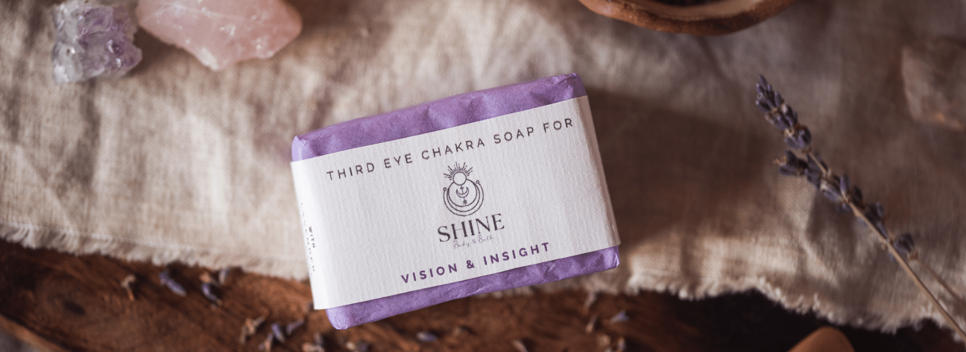 Switch to Soap - Top five reasons | Hero image - Third Eye Chakra Soap Wrapped | Shine Body & Bath Chakra Soap | Blog